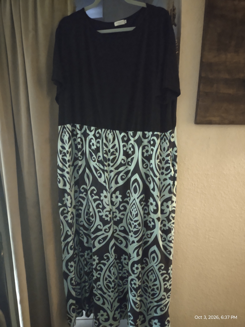 Black & Aqua Patterned Maxi Dress